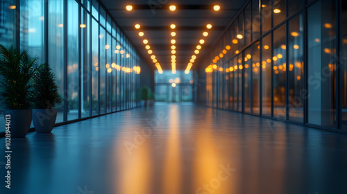 Modern bright office interior with furniture and daylight.Blurred background of a modern office space. Blurred office backdrop.