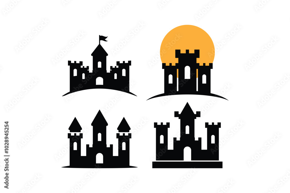 Fototapeta premium Castle icon logo design template isolated illustration