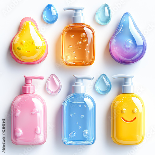 3D Icon Set Featuring Essential Handwashing Items for Global Handwashing Day Awareness Campaign