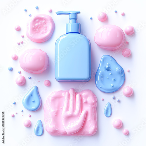 3D Icon Set Featuring Essential Handwashing Items for Global Handwashing Day Awareness Campaign