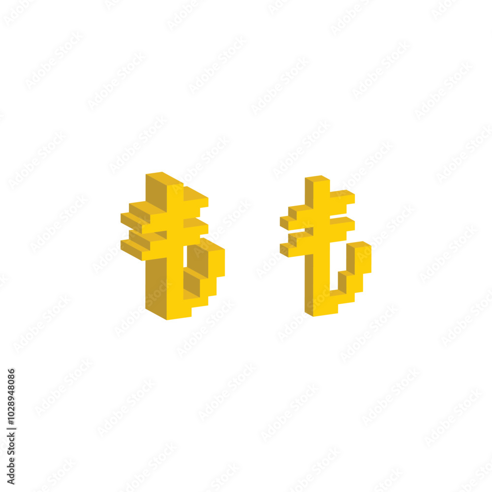 Isometric 3d pixel Turkish lira icon pixel art money sign for 8 bit game Isometric 3d pixel Turkish lira icon pixel art money sign for 8 bit game