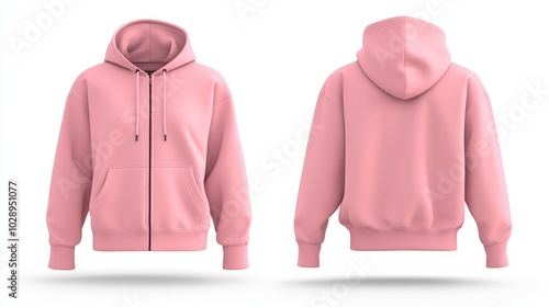 Wallpaper Mural Pink zip-up hoodie mockup. Zipper hoodie. Front and back hoodie template Torontodigital.ca