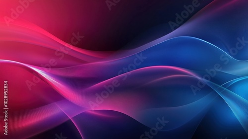 Blue and red gradient abstract background with glowing waves and light effects. Simple lines flow smoothly through the high-resolution, high-contrast vector design, creating a modern and elegant visua