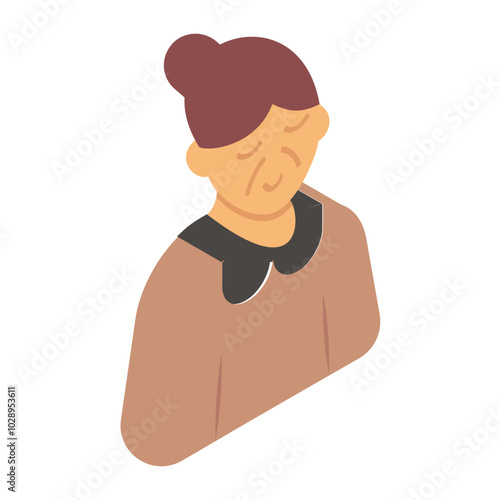 Mother of Bridal Avatar isometric concept, sane adult Muslims vector icon design, Muslim marriage Symbol, Islamic wedding customs Sign, Indian subcontinent matrimony stock illustration