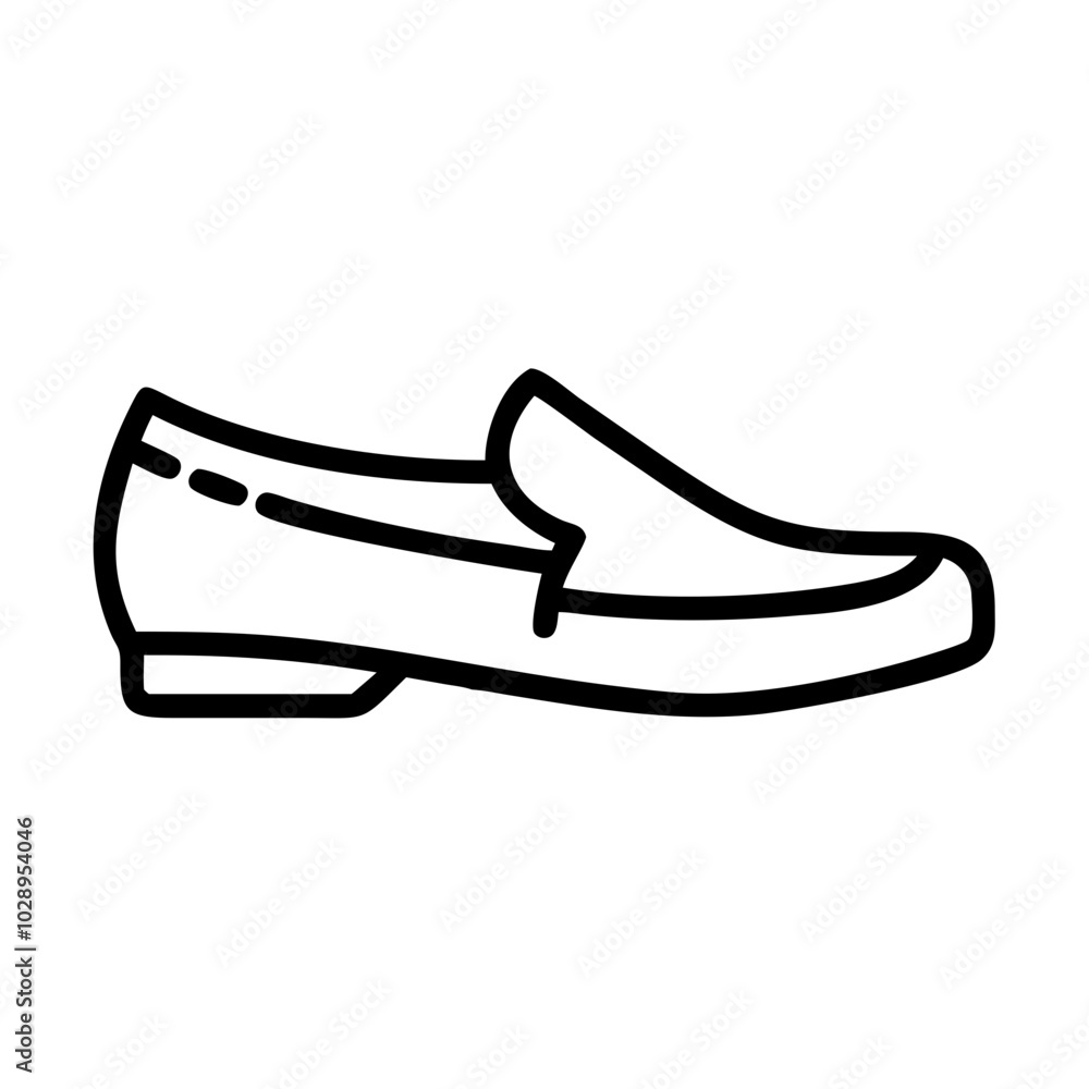 Outline of casual loafers on a white background for footwear design Outline of casual loafers on a white background for footwear design
