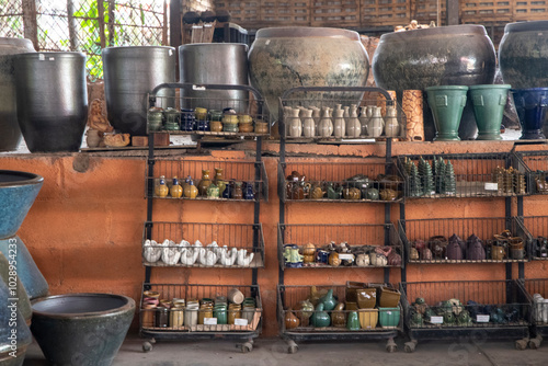 Colorful pottery from a local craft store