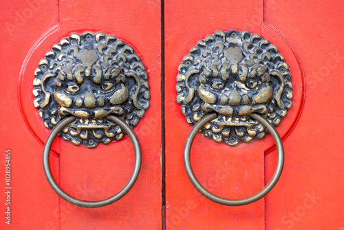 Ancient Chinese style dragron door handles photo