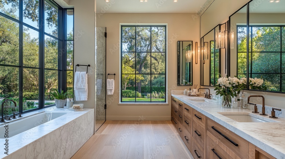 Elegant Contemporary Bathroom with Double Vanity Elegant Contemporary Bathroom with Double Vanity