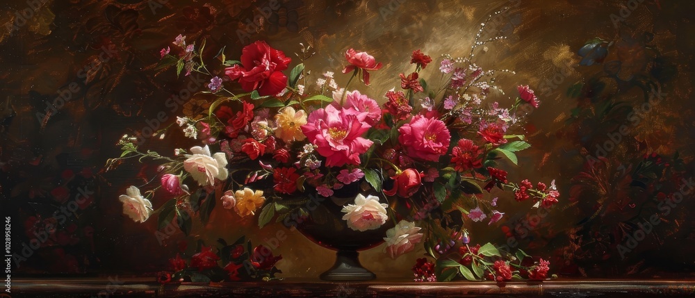 Fototapeta premium Vibrant Floral Bouquet in Classic Vase Arrangement