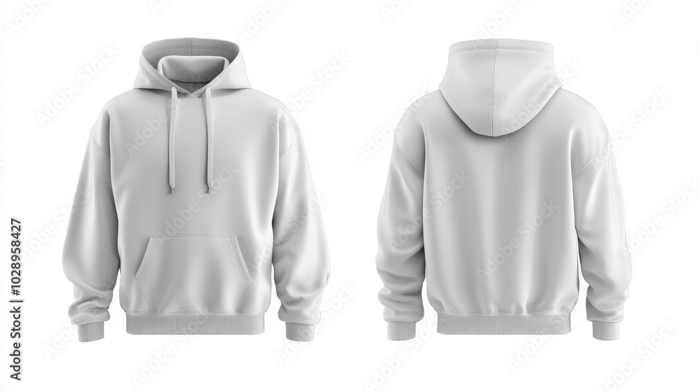 White hoodie mockup. Front and back hoodie template White hoodie mockup. Front and back hoodie template