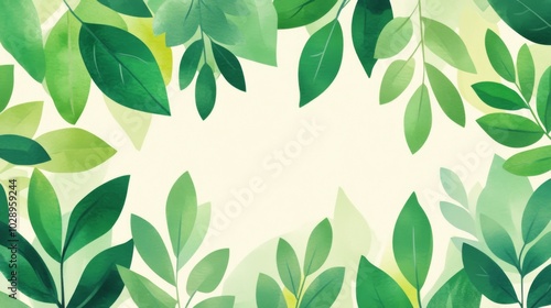 A green leafy background with a white background. The leaves are drawn in a way that they look like they are growing out of the white background