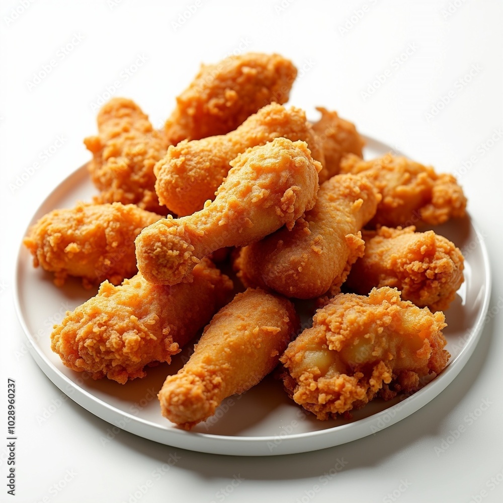 Fried chicken meat set. Tasty crispy wings and legs fast food dish cartoon vector illustration. Fried chicken meat set. Tasty crispy wings and legs fast food dish cartoon vector illustration.