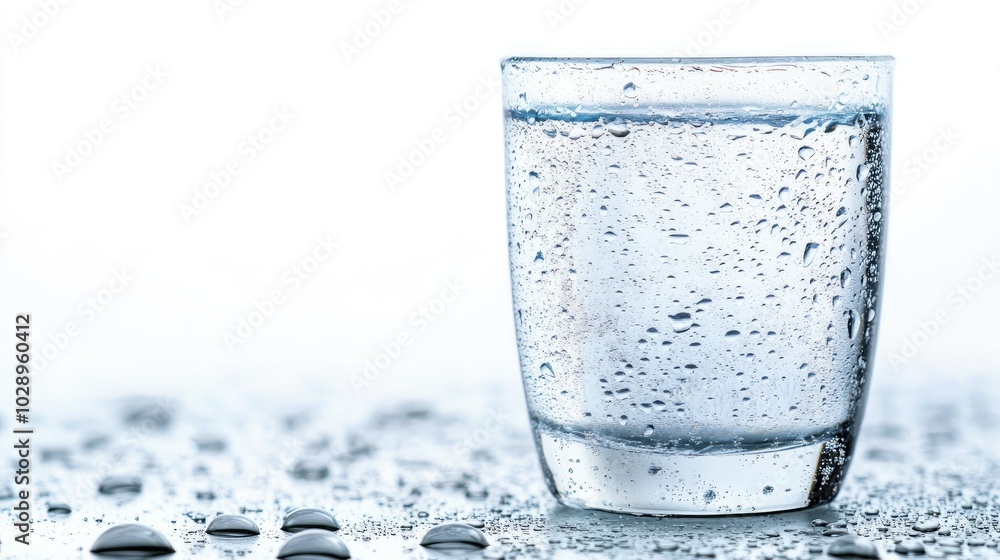 Glass of Water with Ice and Condensation Effects Glass of Water with Ice and Condensation Effects