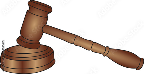Judge wooden hammer gavel and base illustration