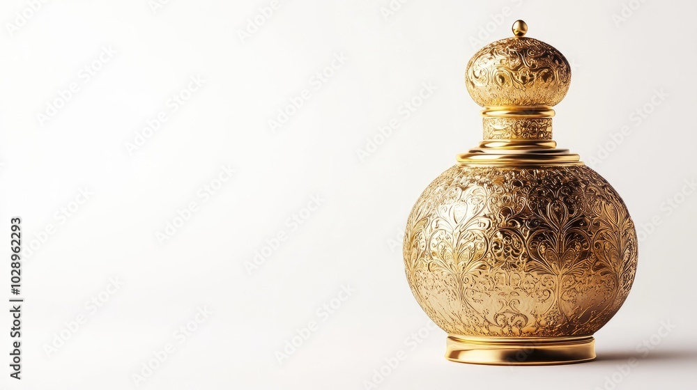 Elegant Gold Perfume Bottle with Intricate Design Elegant Gold Perfume Bottle with Intricate Design