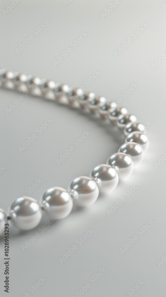 Elegant pearl necklace, white background, 4K hyperrealistic photo Elegant pearl necklace, white background, 4K hyperrealistic photo