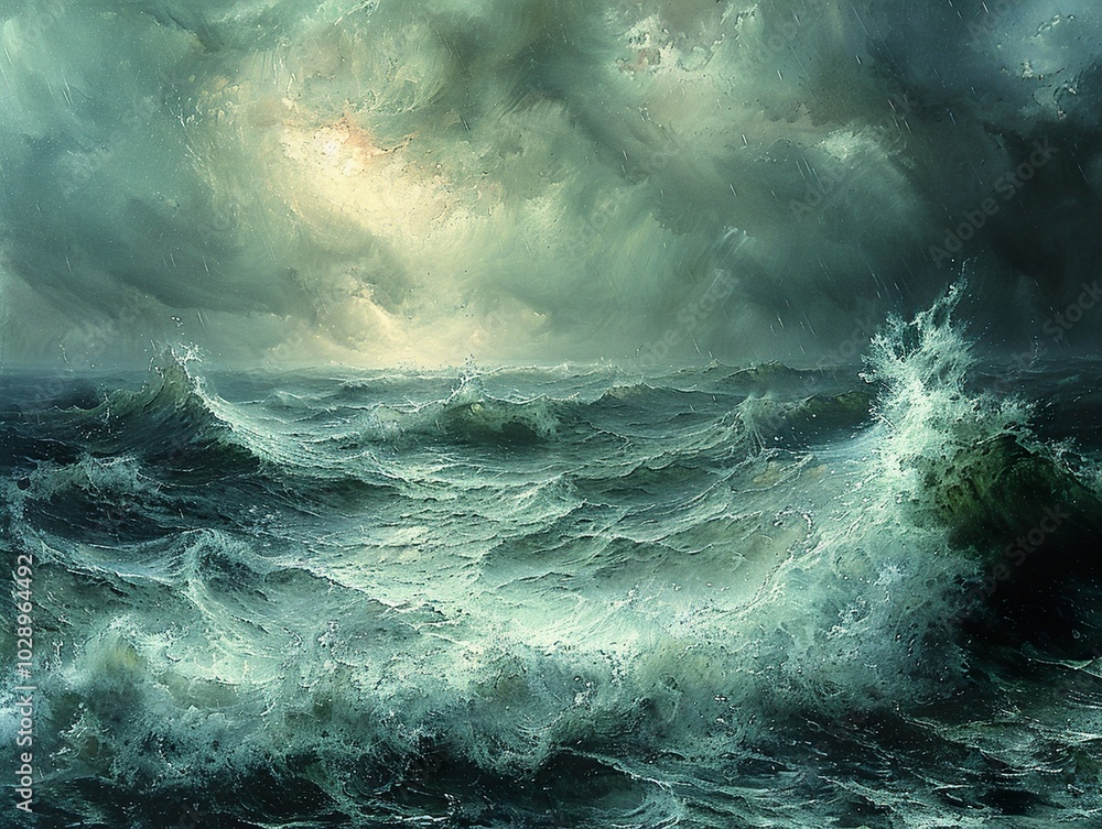 Dramatic Seascape: Stormy Ocean with Dark Clouds Dramatic Seascape: Stormy Ocean with Dark Clouds