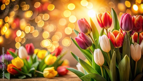 Happy Mother's Day Tulip Silhouette with Wish Card Background