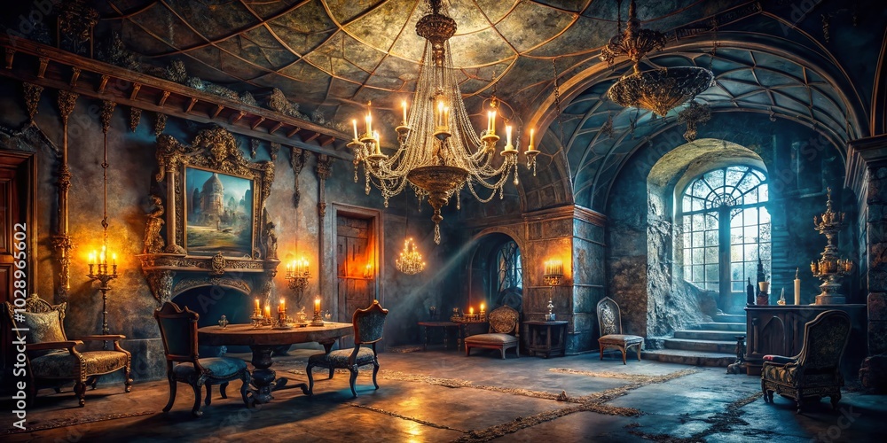Obraz premium Haunted Castle Interior: Dark and Mysterious Atmosphere for Captivating Candid Photography