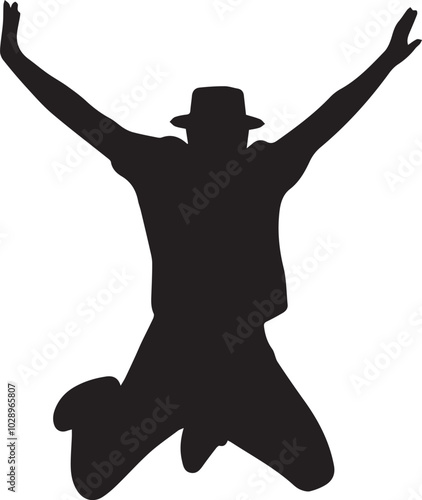 Man jumping silhouette vector