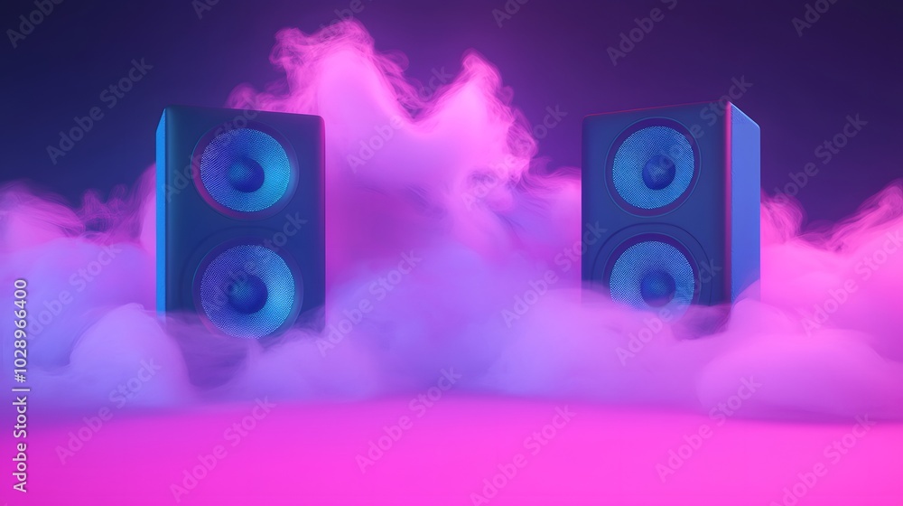 Futuristic 3D Illustration of Surround Sound Speakers Futuristic 3D Illustration of Surround Sound Speakers
