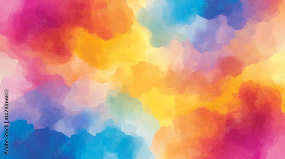 A colorful painting of a sky with clouds and a rainbow. The colors are bright and vibrant, creating a sense of joy and happiness. The painting is abstract, with no clear subject or focal point A colorful painting of a sky with clouds and a rainbow. The colors are bright and vibrant, creating a sense of joy and happiness. The painting is abstract, with no clear subject or focal point