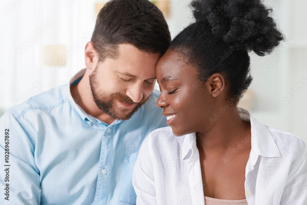 International relationships. Portrait of lovely couple at home International relationships. Portrait of lovely couple at home