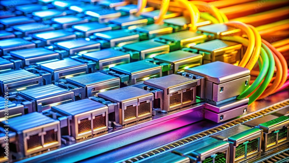 High-Speed Internet SFP Modules Close-Up for Enhanced Connectivity Solutions High-Speed Internet SFP Modules Close-Up for Enhanced Connectivity Solutions