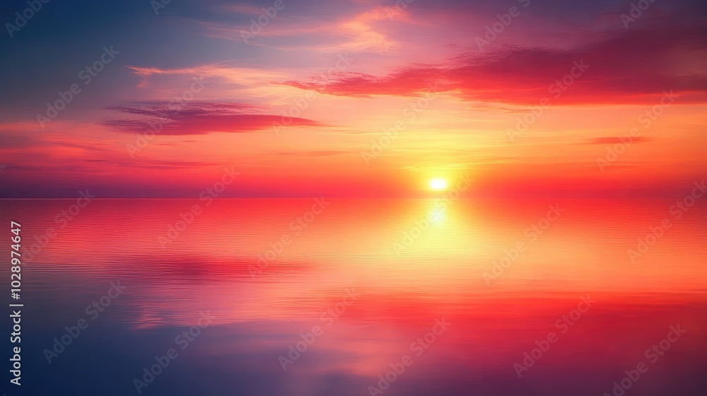 Naklejka premium Stunning Sunset Painted in Shades of Red