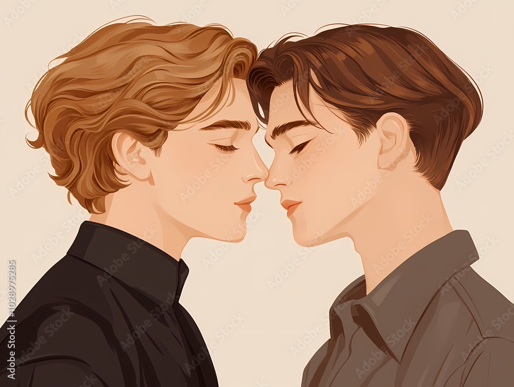 Vector Flat Illustration of Two Gay Guys Kissing Vector Flat Illustration of Two Gay Guys Kissing