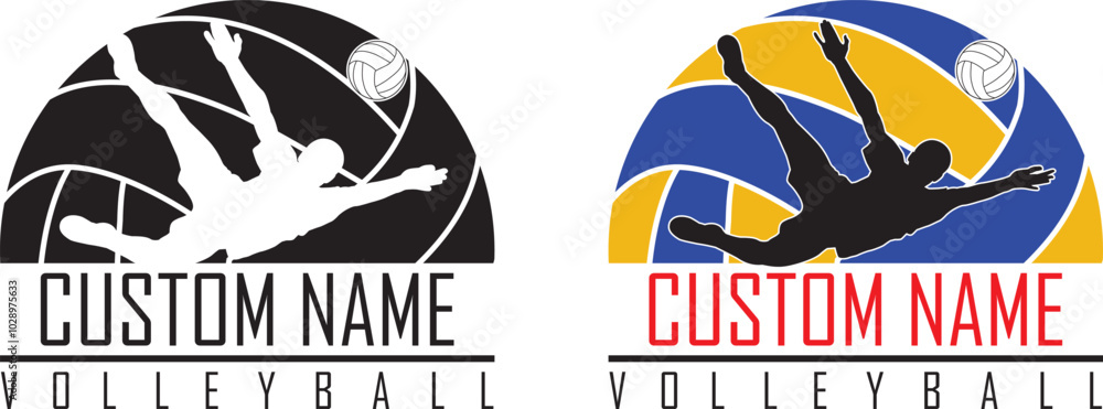 Obraz premium Custom Name Male Volleyball Player, Volleyball Player Cut Files