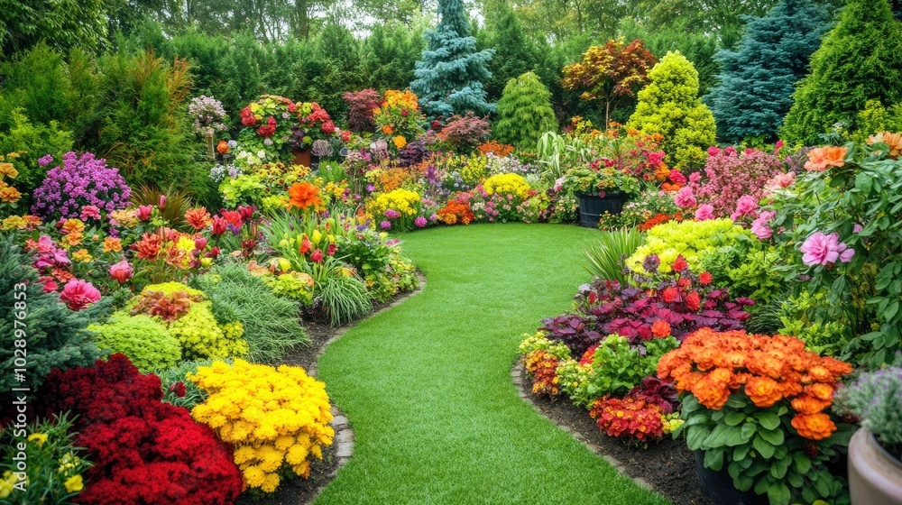 custom made wallpaper toronto digitalColorful Flowers Blooming in a Serene Garden Setting