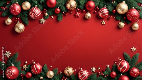 Fondo rosso con decorazioni di natale - Sfondo rosso
