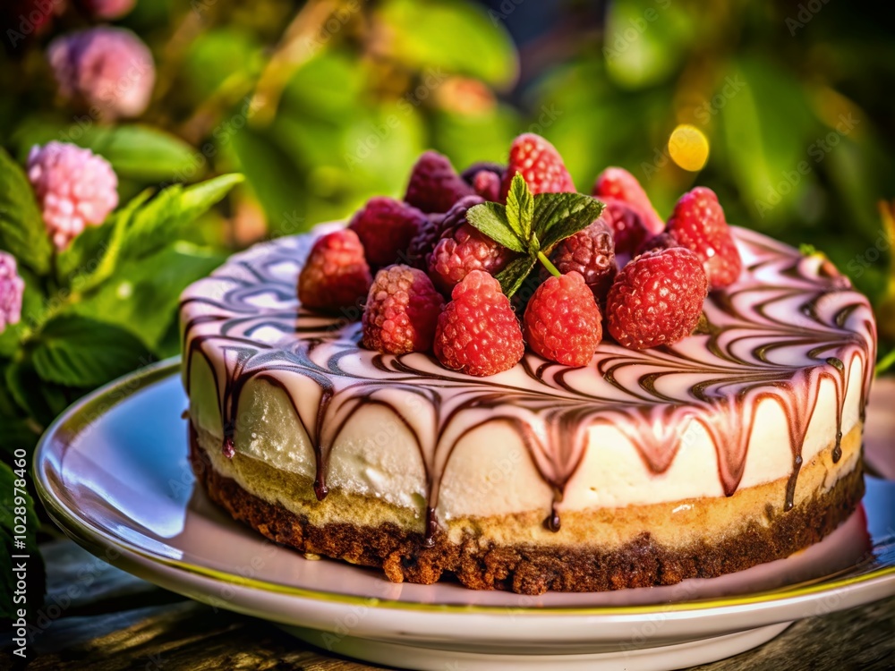 Hyperrealistic White Chocolate Raspberry Cheesecake - A Cinematic Dessert Delight for Foodies Hyperrealistic White Chocolate Raspberry Cheesecake - A Cinematic Dessert Delight for Foodies