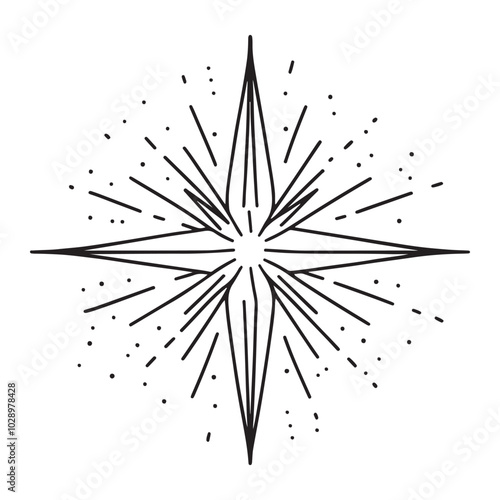 Star of Bethlehem. Symbol of Jesus birth. One line drawing. Vector illustration