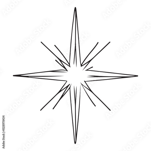 Star of Bethlehem. Symbol of Jesus birth. One line drawing. Vector illustration