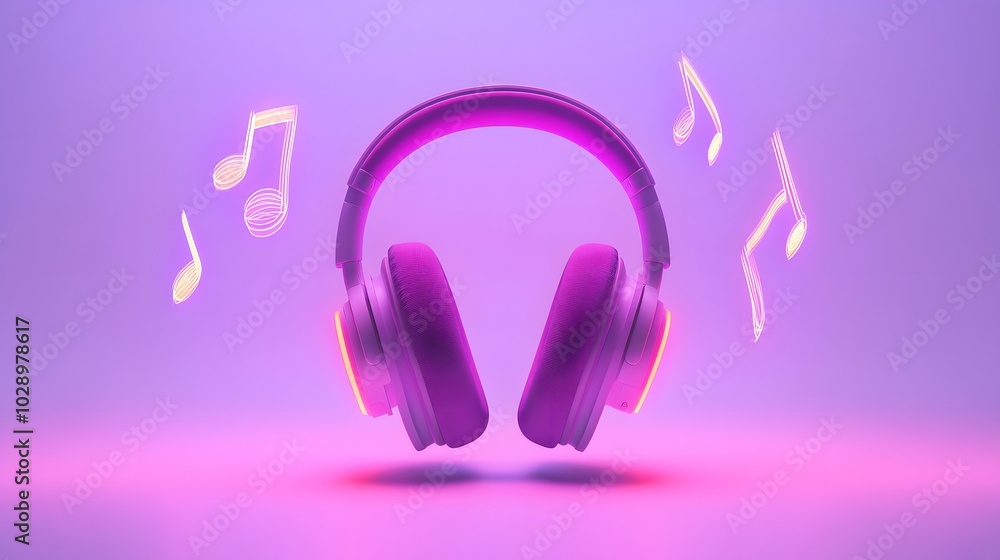 Vibrant 3D Illustration of Wireless Headphones Vibrant 3D Illustration of Wireless Headphones