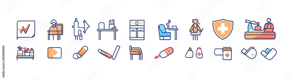 Vector icons for healthcare, medical, and self-care in a line style Vector icons for healthcare, medical, and self-care in a line style