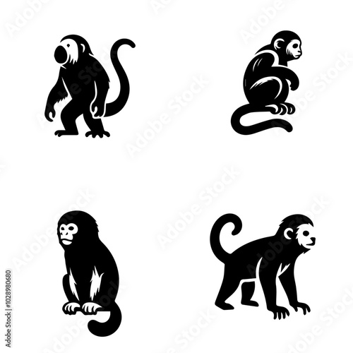 uakari, icon, vector illustration on white background