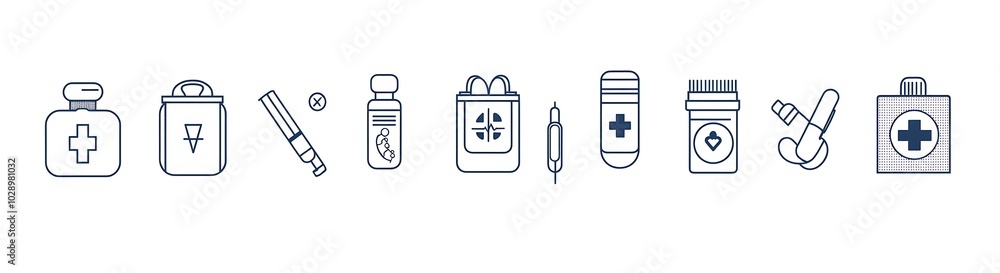 Obraz premium Vector icons for healthcare, medical, and self-care in a line style