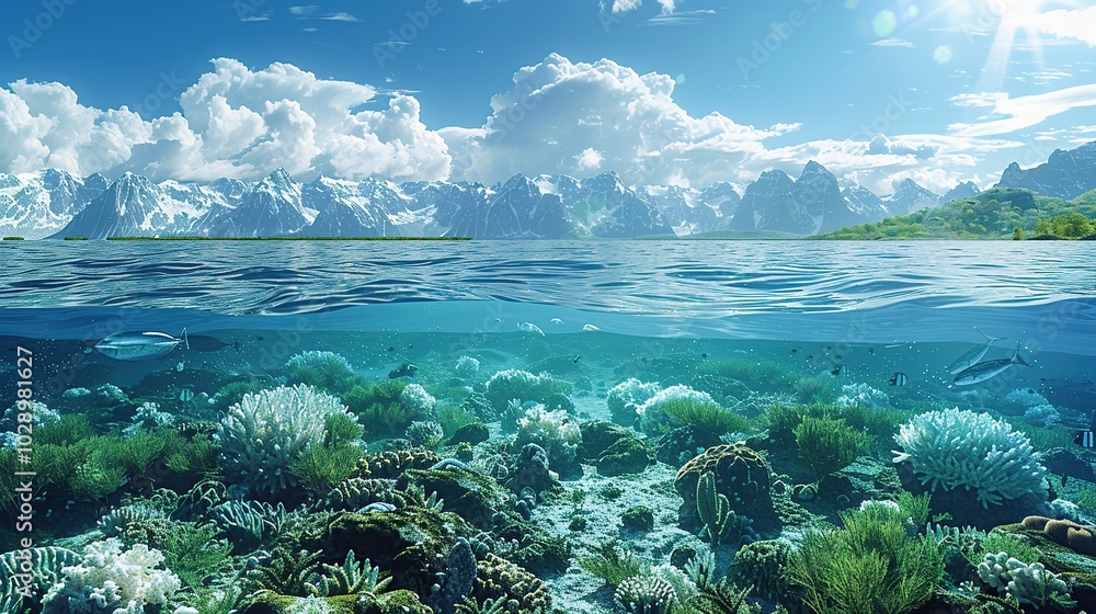 Highlighting the severe impacts of global warming, such as rising sea levels, increased hurricanes, severe drought conditions, melting ice caps, and ocean acidification disrupting marine life. High Highlighting the severe impacts of global warming, such as rising sea levels, increased hurricanes, severe drought conditions, melting ice caps, and ocean acidification disrupting marine life. High