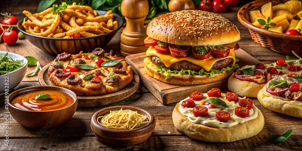 Fototapeta premium Indulgent Fatty Meals: A Gastronomic Delight for Food Lovers