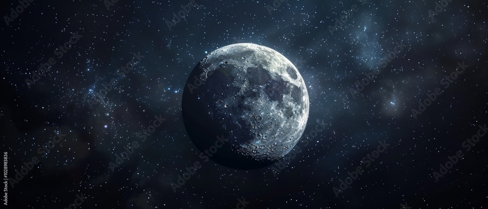 Obraz premium Stunning View of the Full Moon in Night Sky