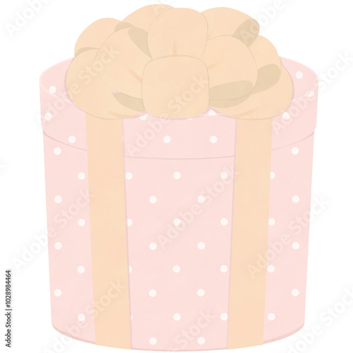 watercolor polka dot pink gift box with ribbon pull bow 