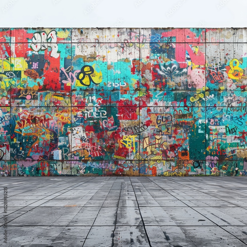 Fototapeta premium Vibrant Urban Wall with Colorful Graffiti Art