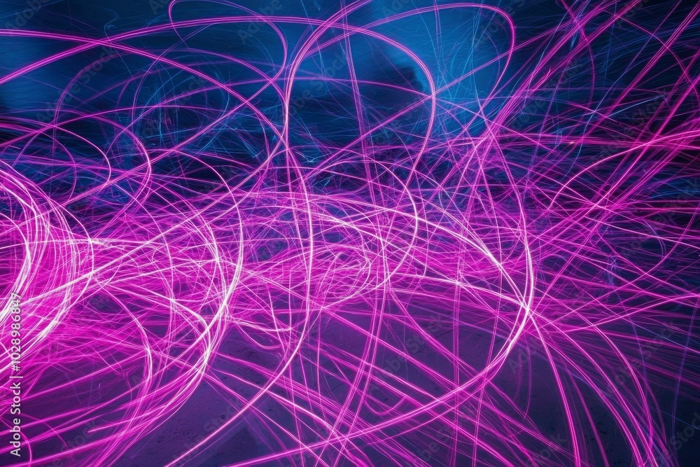 Abstract Purple and Blue Light Trails on a Dark Background Abstract Purple and Blue Light Trails on a Dark Background