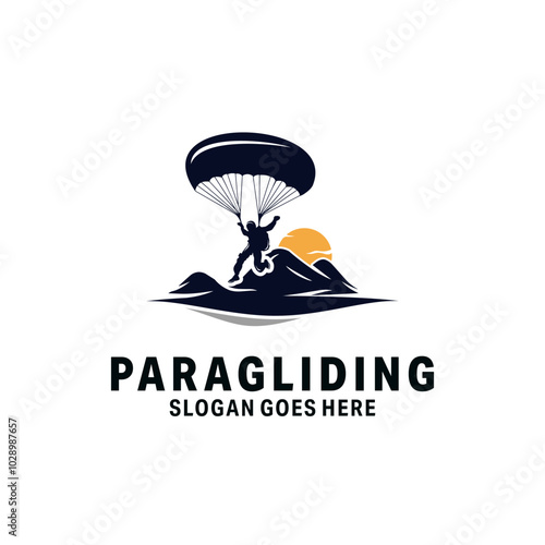 Paragliding logo design vector silhouette illustration