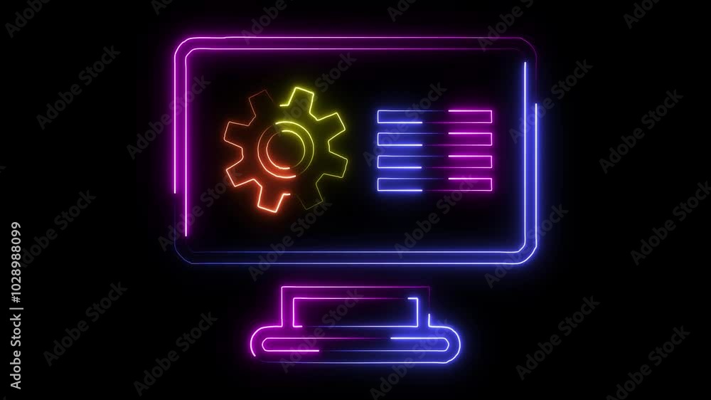 Blue and purple neon light icon isolated in black background. Vibrant colors, laser show. 3d rendering - illustration. Blue and purple neon light icon isolated in black background. Vibrant colors, laser show. 3d rendering - illustration.