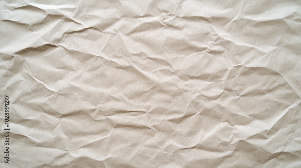 A paper with a lot of wrinkles and creases. The paper is white and has a rough texture A paper with a lot of wrinkles and creases. The paper is white and has a rough texture