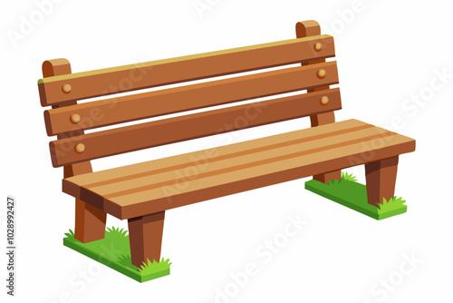 Wooden bench with legs outdoor park furniture vector illustration isolated on white background